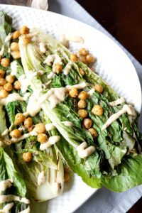 vegan charred caesar salad with crispy chickpeas | The Baking Fairy