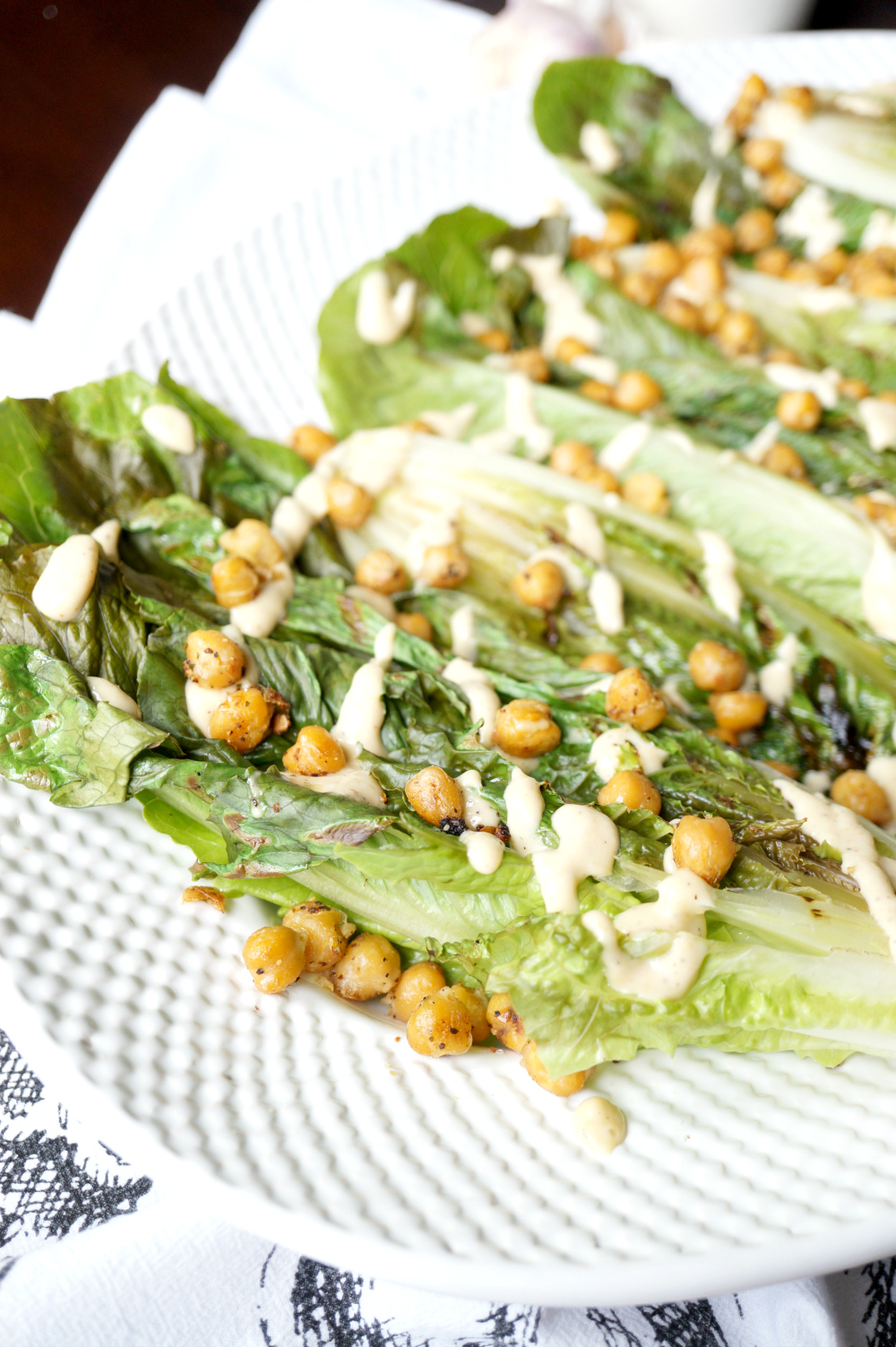 vegan charred caesar salad with crispy chickpeas | The Baking Fairy