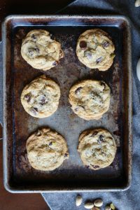 vegan cherry pistachio chocolate chip cookies | The Baking Fairy