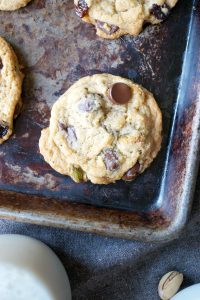vegan cherry pistachio chocolate chip cookies | The Baking Fairy