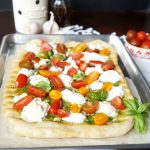 grilled pizza with pesto, burrata, and baby tomatoes | The Baking Fairy