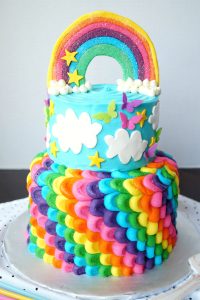 rainbow layered birthday cake | The Baking Fairy