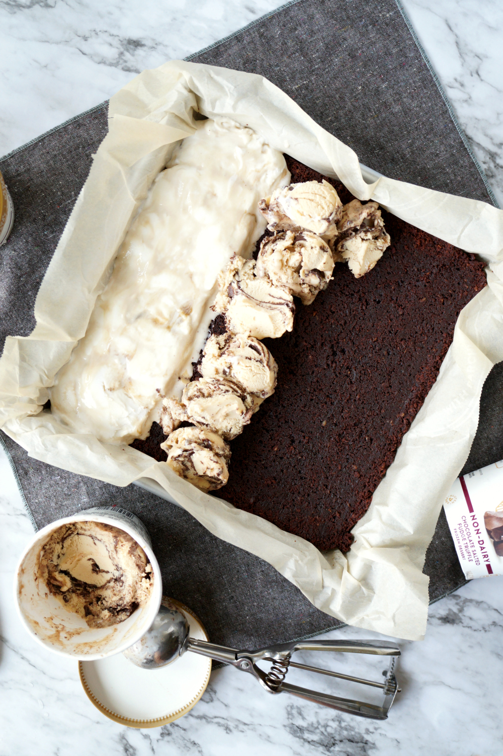 vegan brownie ice cream sandwiches | The Baking Fairy #AnIceCreamForThat #TheresAnIceCreamForThat #ad