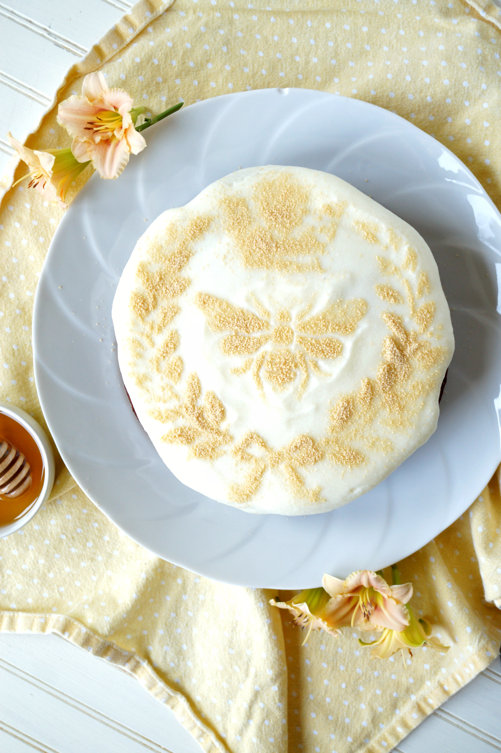 honey chamomile cake with ricotta frosting | The Baking Fairy