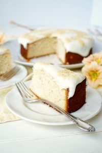 honey chamomile cake with ricotta frosting | The Baking Fairy