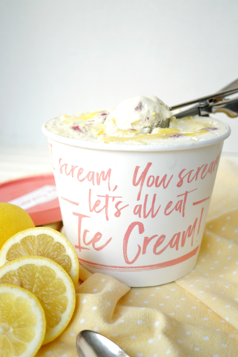 lemon curd raspberry homemade ice cream | The Baking Fairy