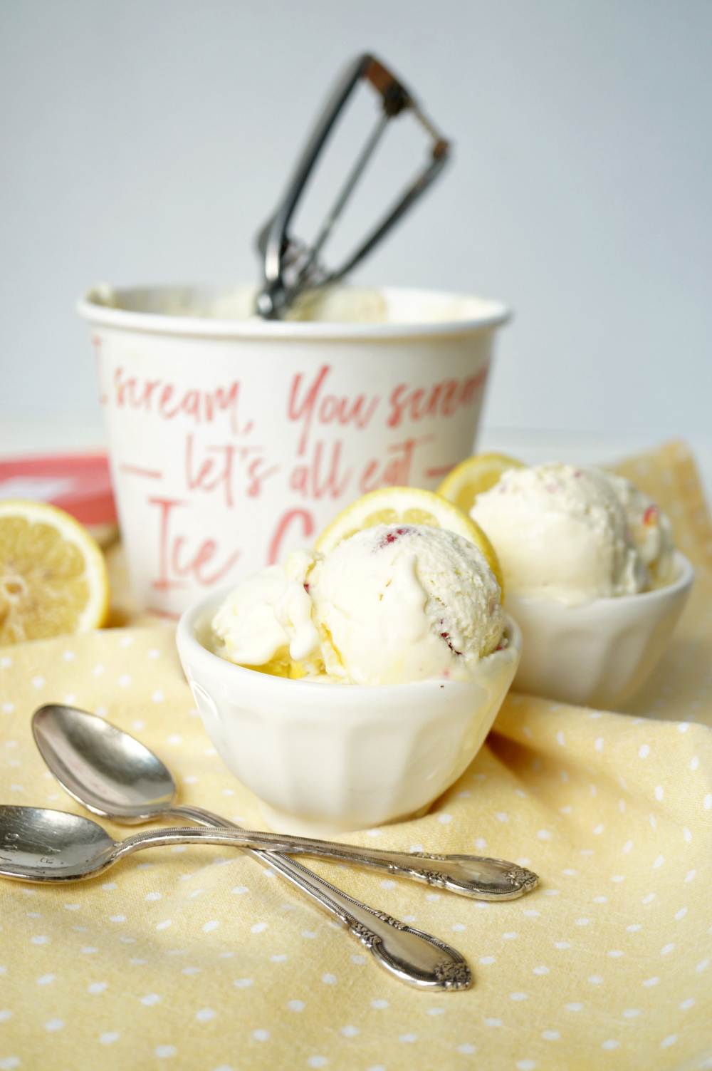 lemon curd raspberry homemade ice cream | The Baking Fairy