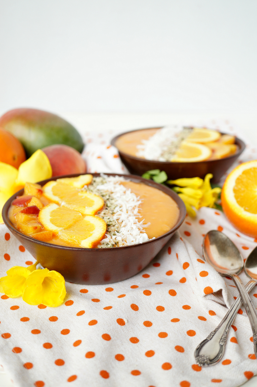 orange sunrise smoothie bowls | The Baking Fairy