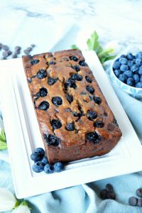 vegan blueberry chocolate chip banana bread | The Baking Fairy