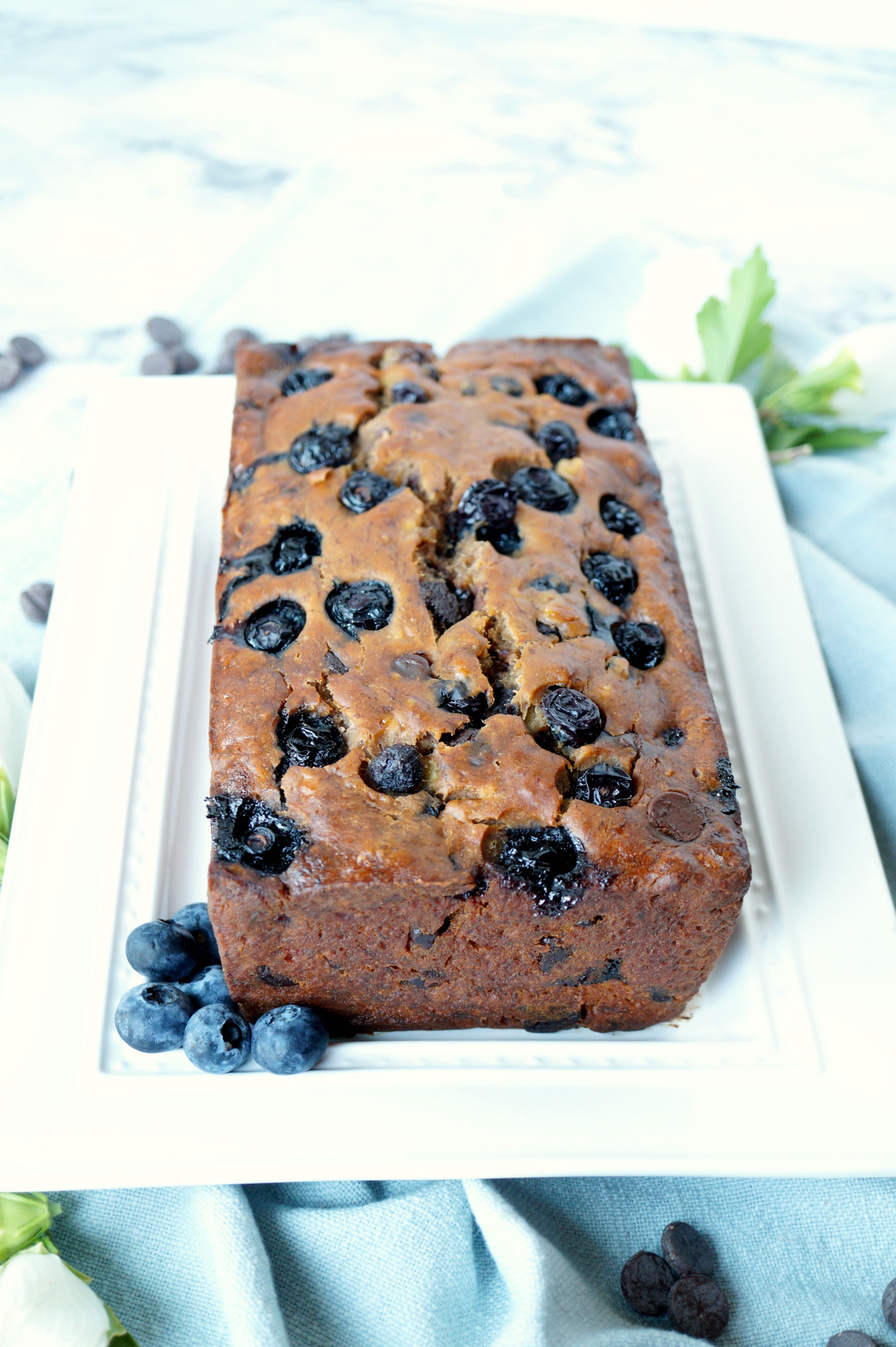 vegan blueberry chocolate chip banana bread | The Baking Fairy