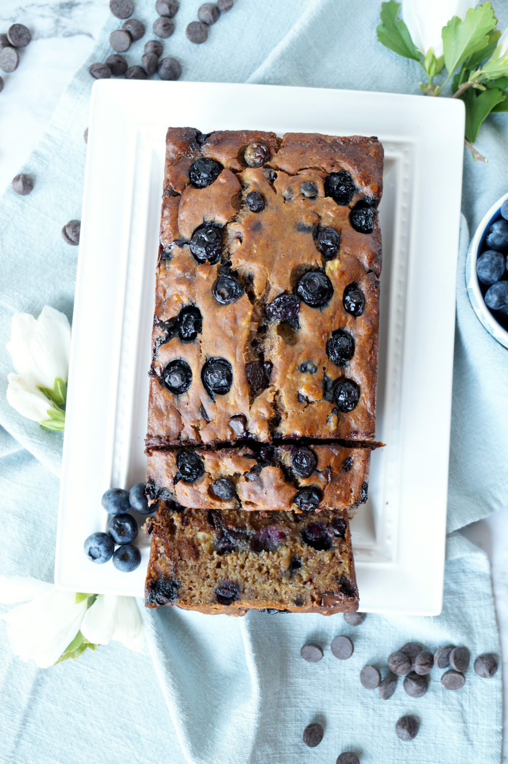 vegan blueberry chocolate chip banana bread | The Baking Fairy