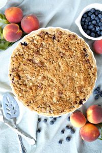 blueberry peach pie with pecan streusel | The Baking Fairy #FarmersMarketWeek