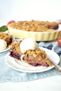blueberry peach pie with pecan streusel | The Baking Fairy #FarmersMarketWeek