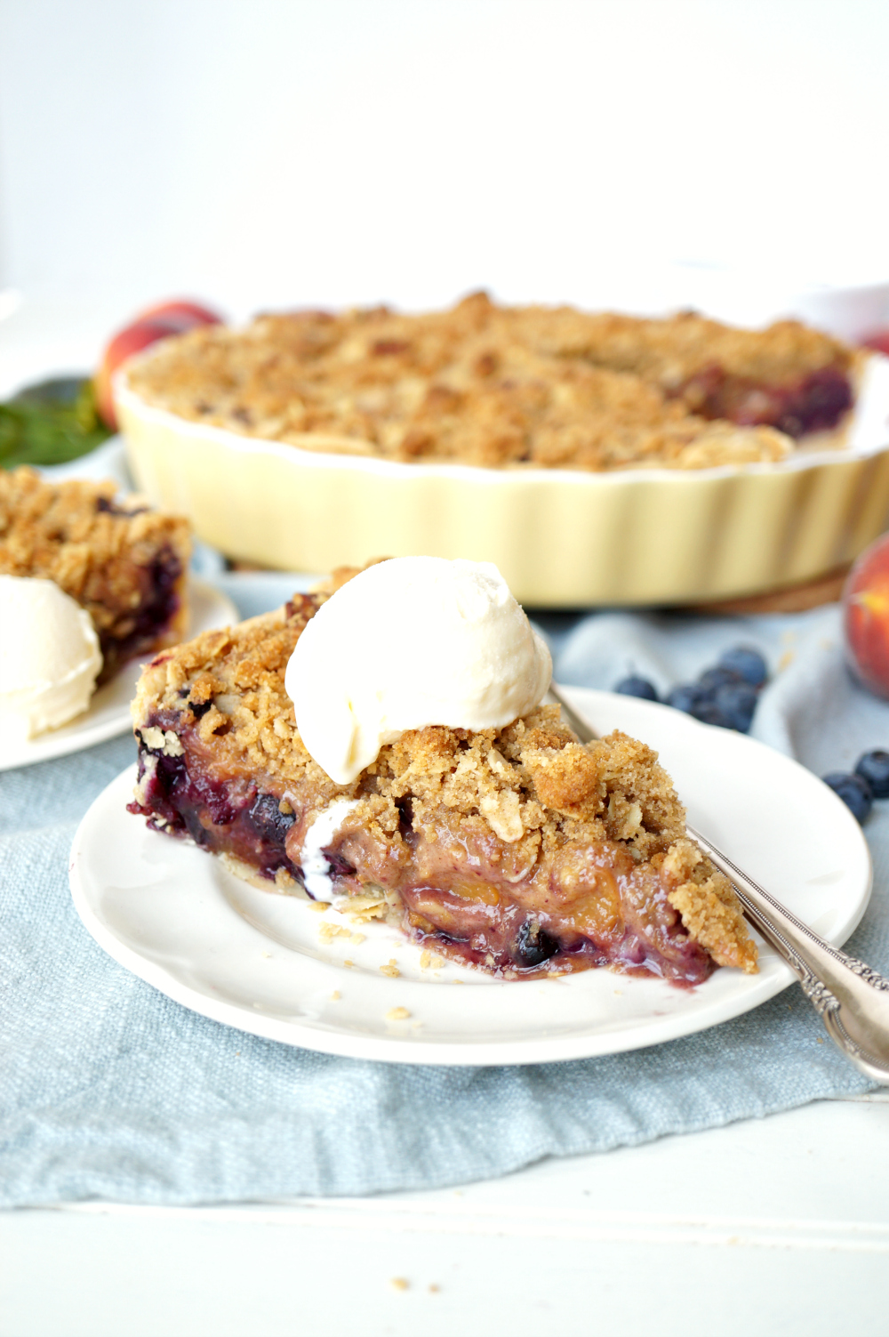 blueberry peach pie with pecan streusel | The Baking Fairy