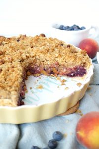 blueberry peach pie with pecan streusel | The Baking Fairy #FarmersMarketWeek