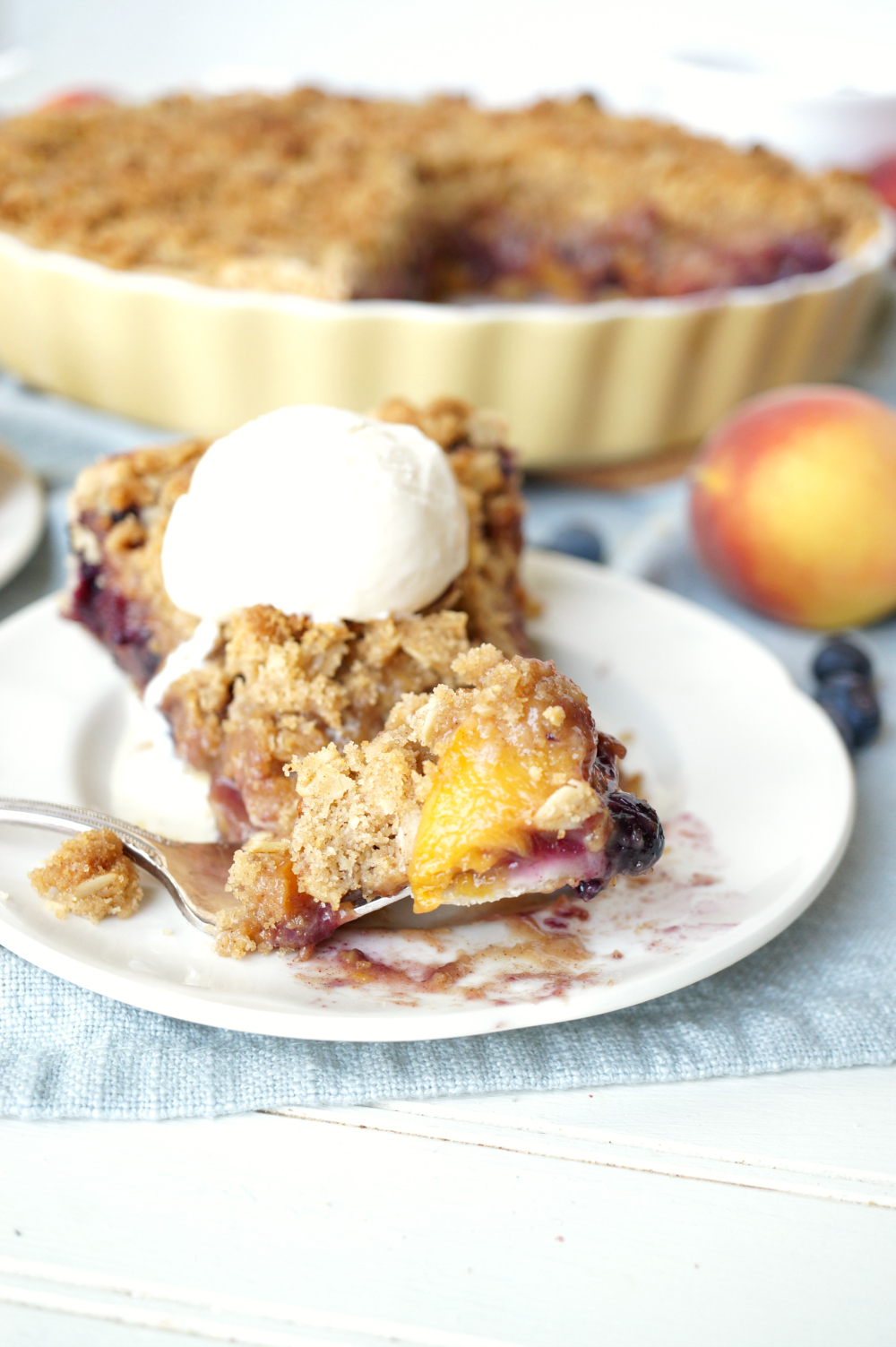 blueberry peach pie with pecan streusel | The Baking Fairy