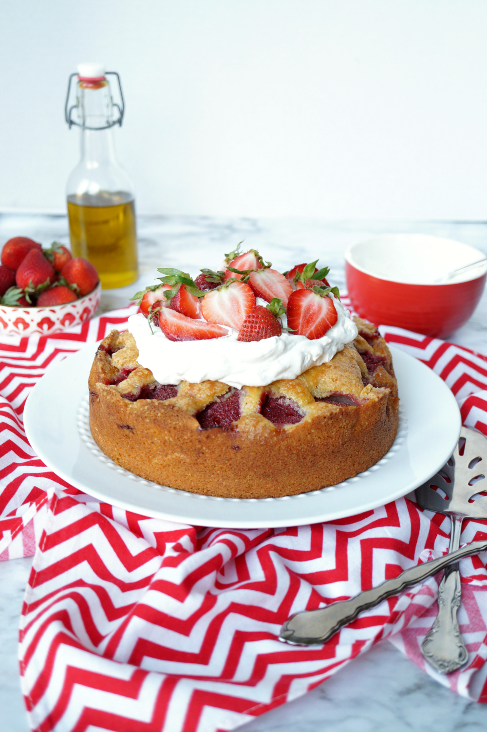 strawberry olive oil cake | The Baking Fairy