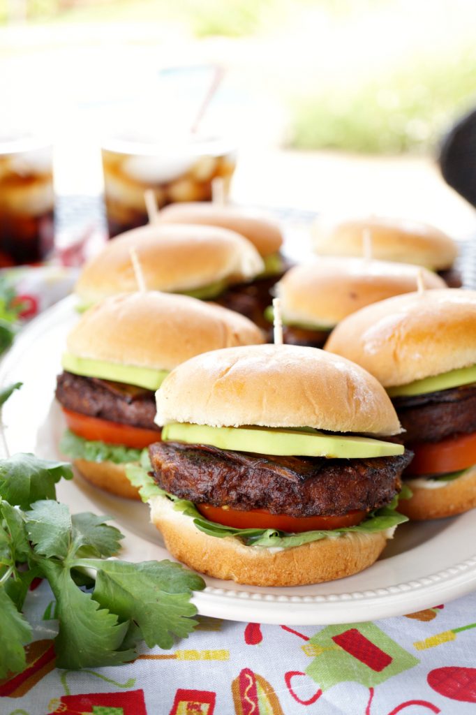 vegan burger sliders with avocado and eggplant bacon | The Baking Fairy #MorningStarFarms #MakeRoomOnYourGrill