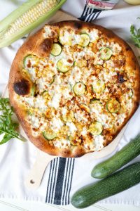 charred corn, zucchini, and arugula pizza | The Baking Fairy #FarmersMarketWeek