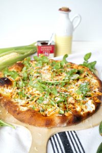 charred corn, zucchini, and arugula pizza | The Baking Fairy #FarmersMarketWeek