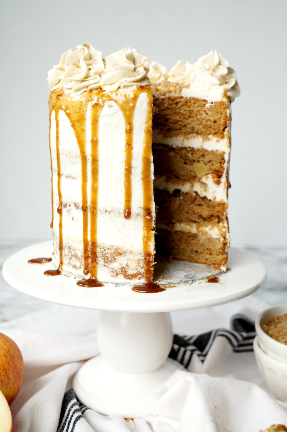 apple cinnamon layer cake with brown butter streusel #AppleWeek | The Baking Fairy