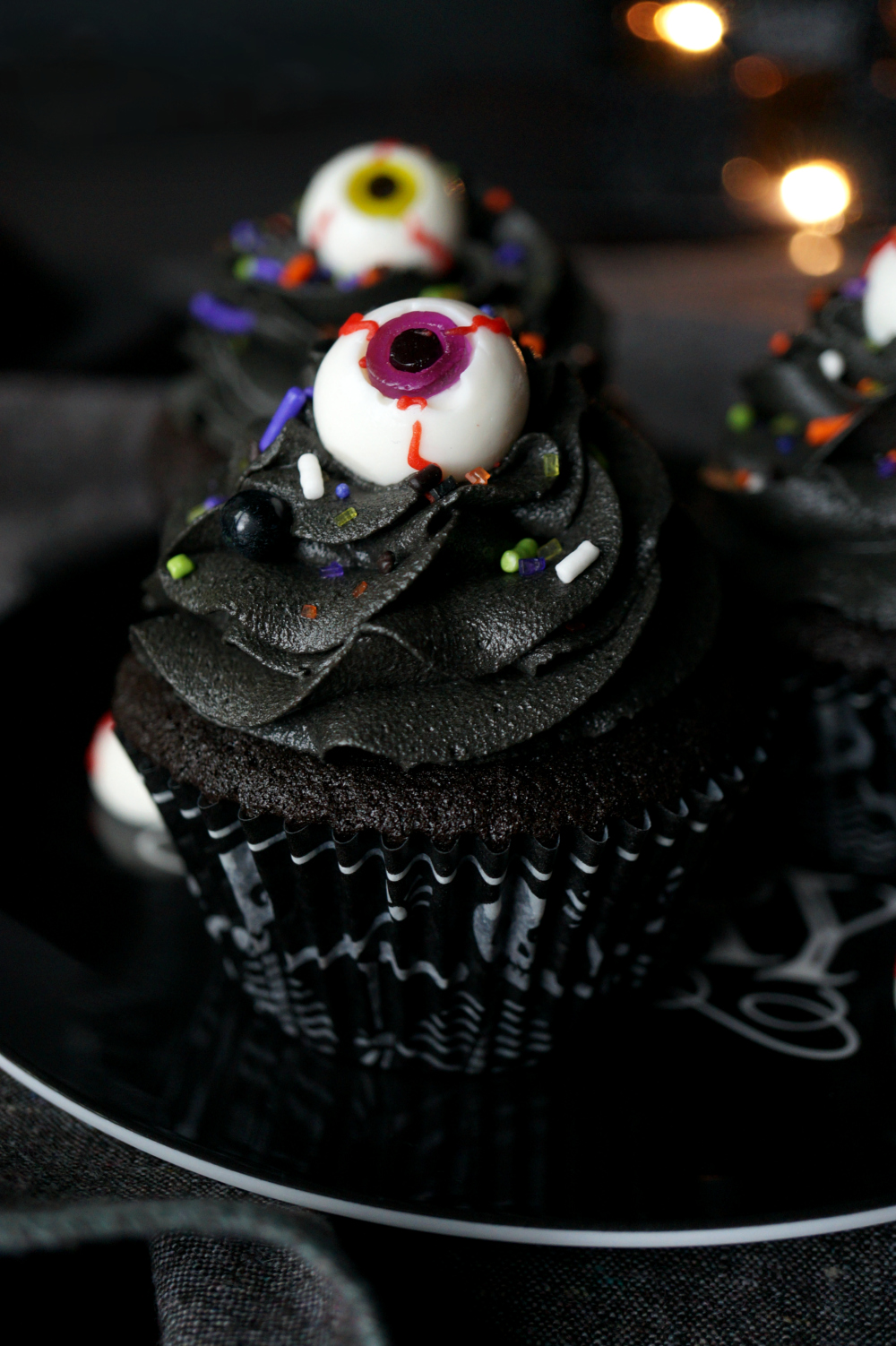 black chocolate cupcakes with slime filling #HalloweenTreatsWeek | The Baking Fairy