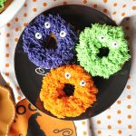 fuzzy monster donuts {pumpkin chocolate chip} | The Baking Fairy #HalloweenTreatsWeek