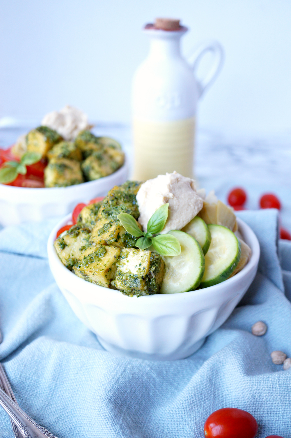 vegan pesto tofu buddha bowls | The Baking Fairy