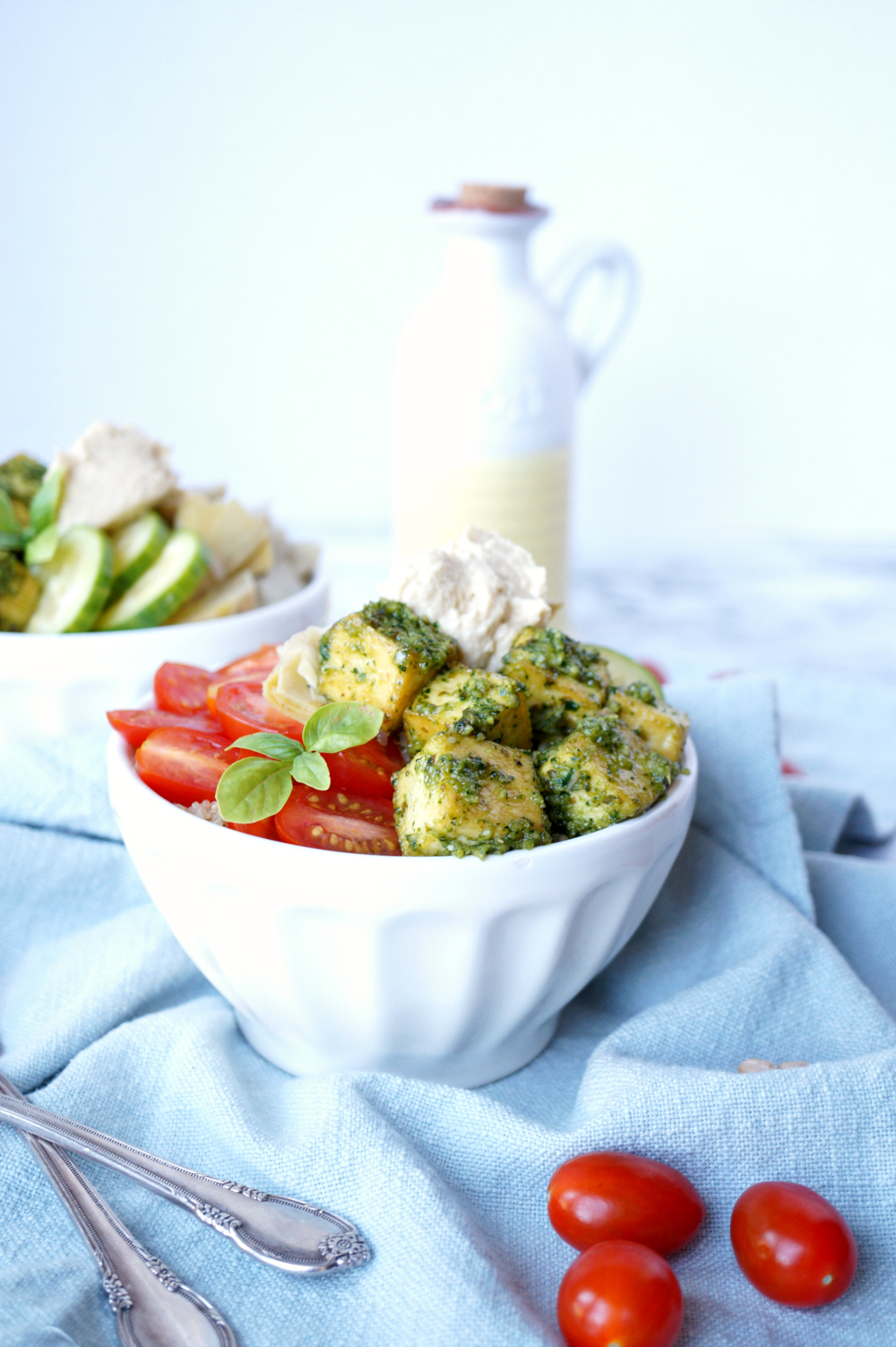 vegan pesto tofu buddha bowls | The Baking Fairy