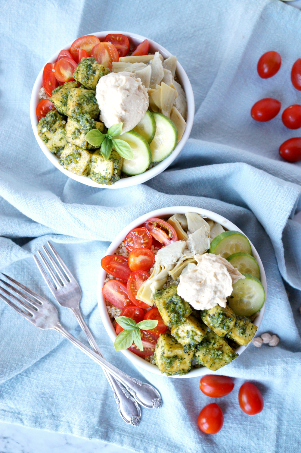 vegan pesto tofu buddha bowls | The Baking Fairy