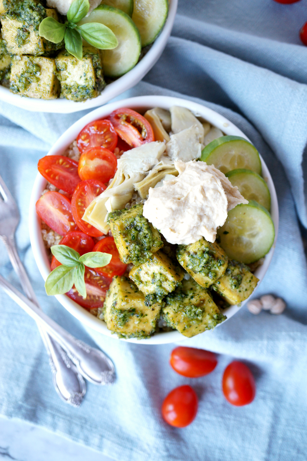 vegan pesto tofu buddha bowls | The Baking Fairy