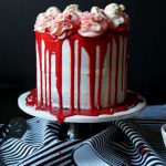 red velvet marble cake with bloody red ganache #HalloweenTreatsWeek | The Baking Fairy