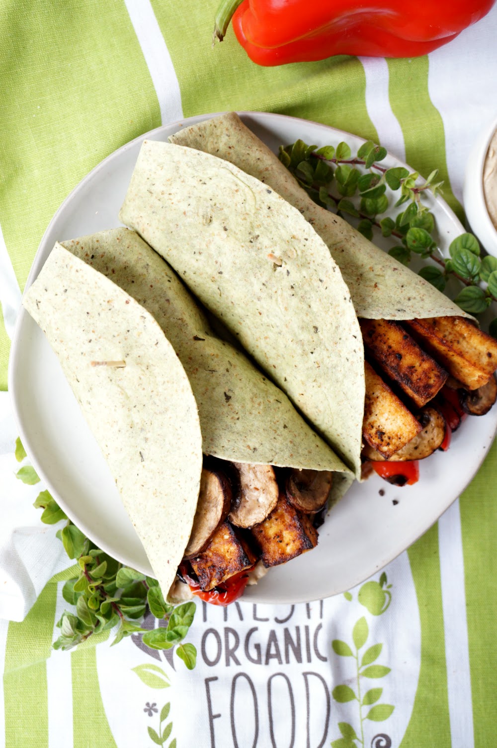 vegan grilled veggie & tofu wraps with hummus | The Baking Fairy