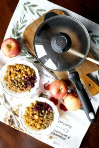 caramelized apple wheatberry porridge with cranberries and pepitas #AppleWeek | The Baking Fairy