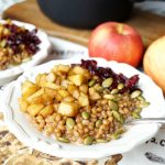 caramelized apple wheatberry porridge with cranberries and pepitas #AppleWeek | The Baking Fairy