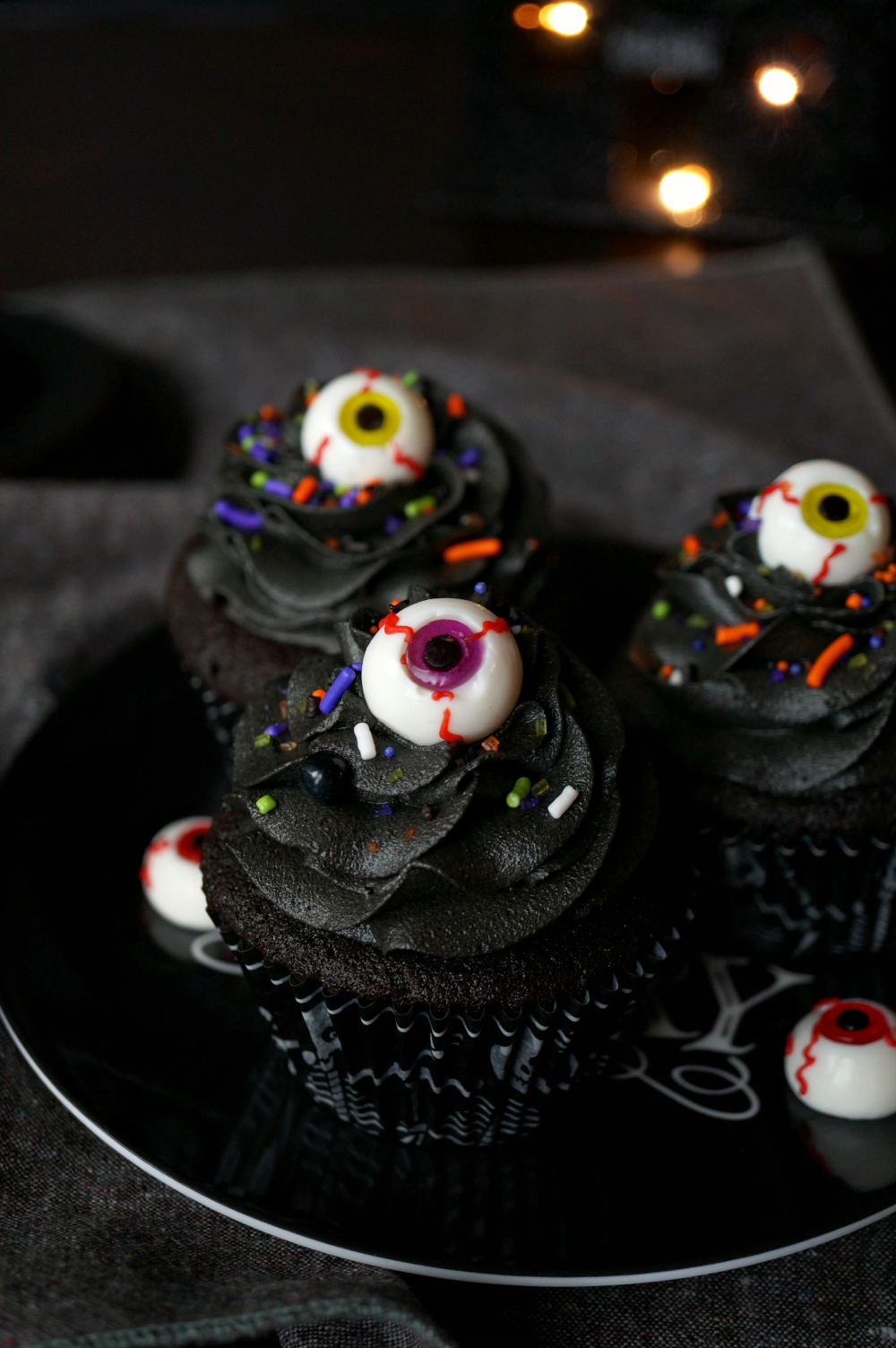 black chocolate cupcakes with slime filling #HalloweenTreatsWeek | The Baking Fairy