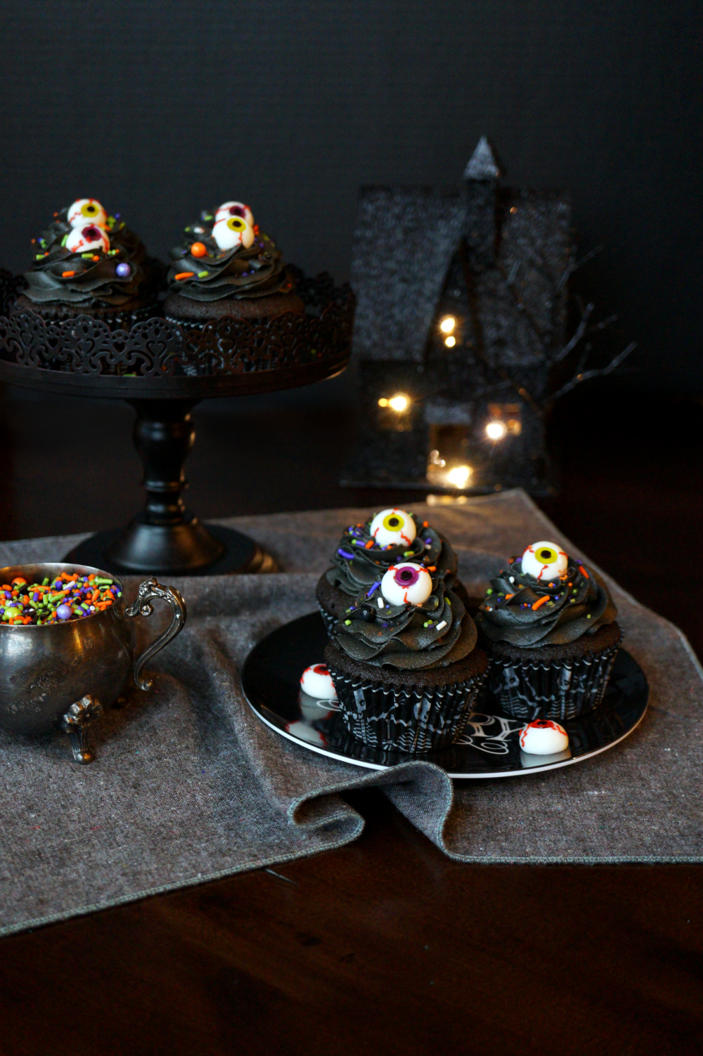 black chocolate cupcakes with slime filling #HalloweenTreatsWeek | The Baking Fairy