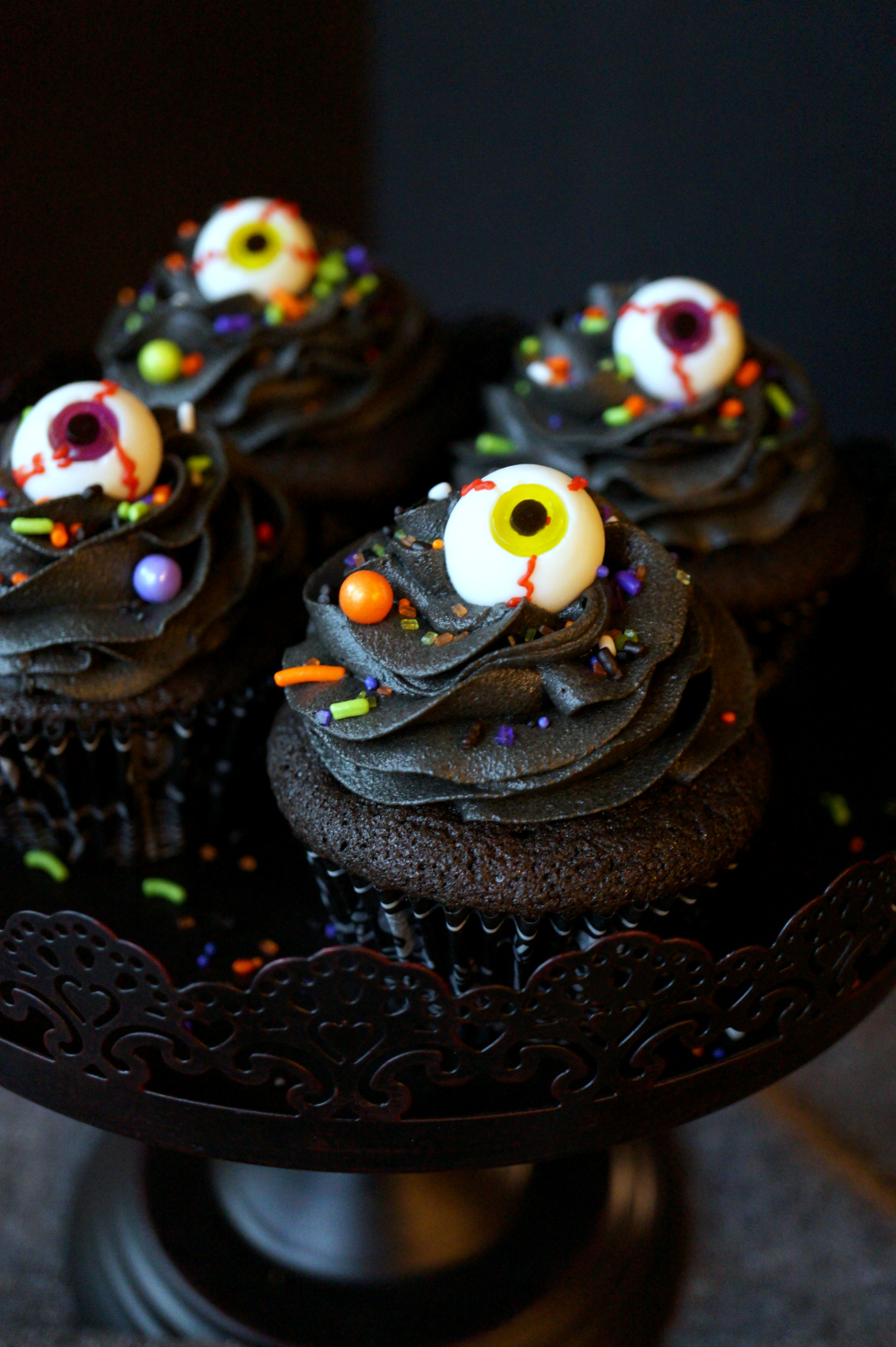 black chocolate cupcakes with slime filling #HalloweenTreatsWeek | The Baking Fairy