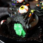 black chocolate cupcakes with slime filling #HalloweenTreatsWeek | The Baking Fairy