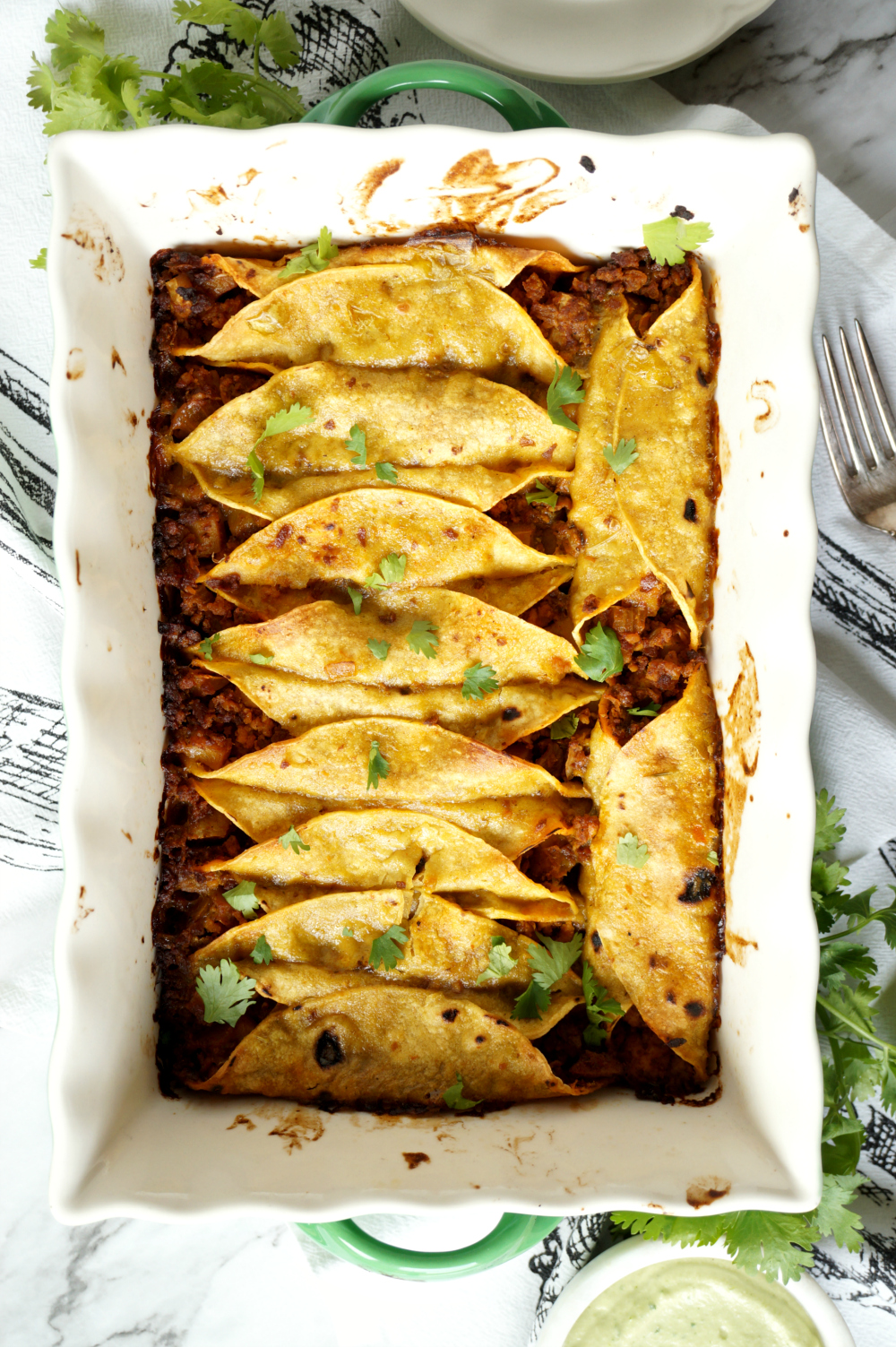 vegan breakfast enchiladas with avocado cashew cream | The Baking Fairy