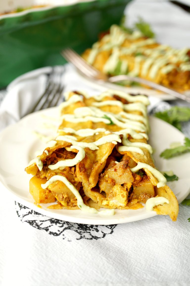 vegan breakfast enchiladas with avocado cashew cream The Baking Fairy