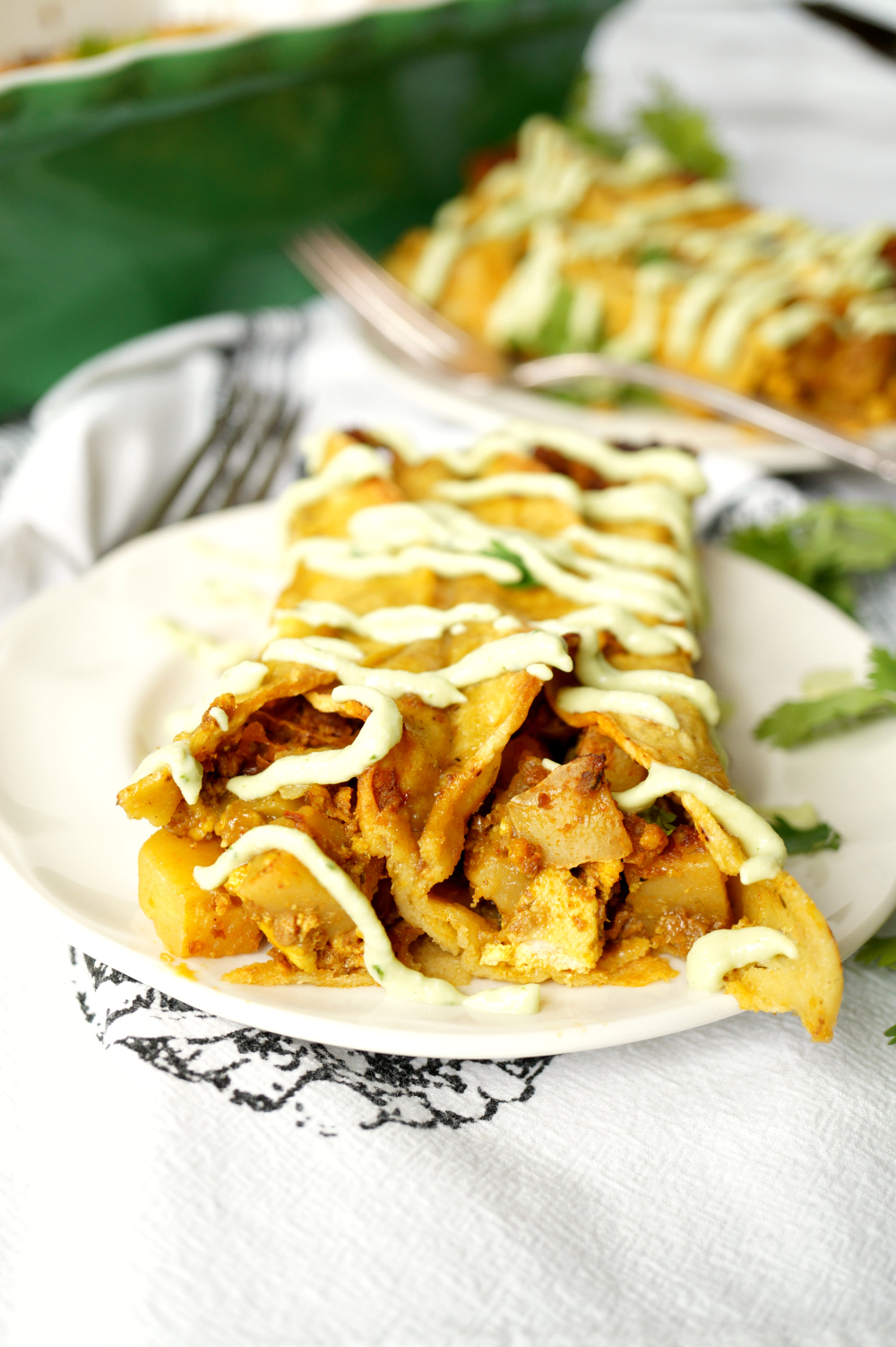 vegan breakfast enchiladas with avocado cashew cream | The Baking Fairy