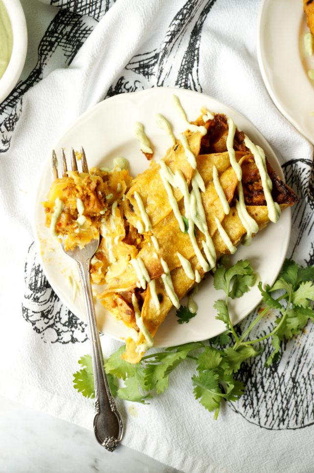 vegan breakfast enchiladas with avocado cashew cream The Baking Fairy