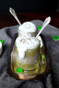 frog eggs matcha chia pudding | The Baking Fairy #HalloweenBreakfast