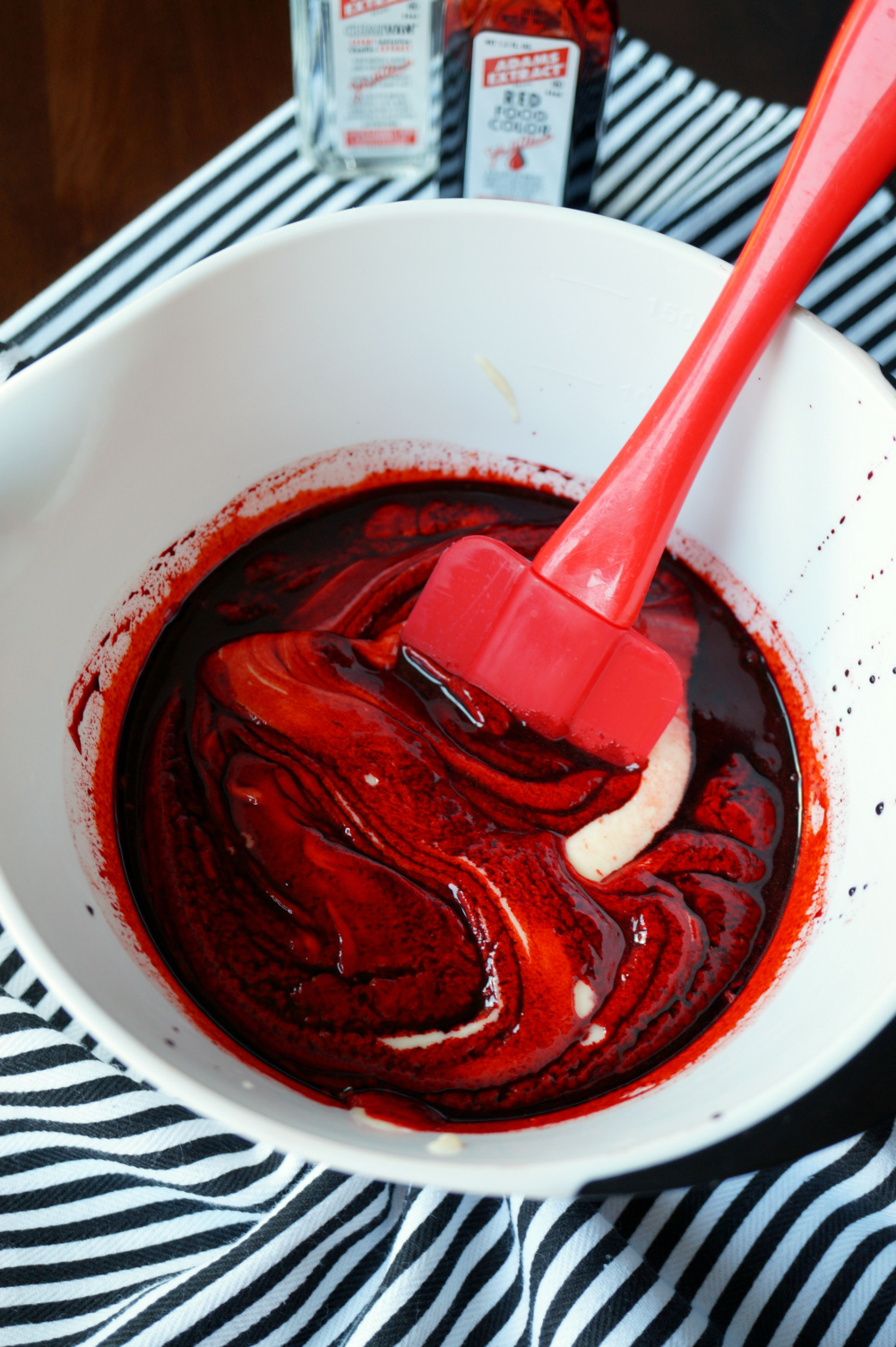 red velvet marble cake with bloody red ganache #HalloweenTreatsWeek | The Baking Fairy