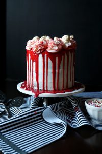 red velvet marble cake with bloody red ganache #HalloweenTreatsWeek | The Baking Fairy