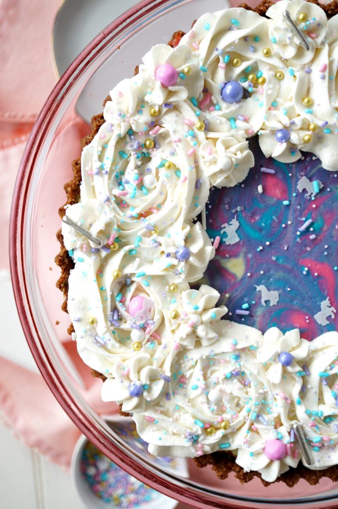 white chocolate unicorn cheesecake | The Baking Fairy #Choctoberfest
