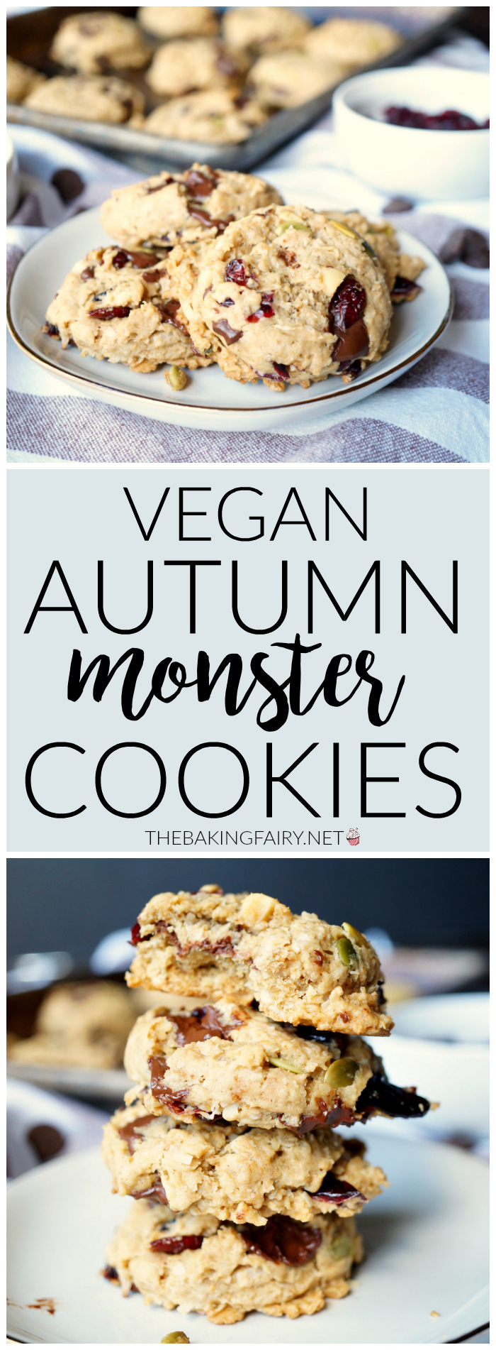 vegan autumn monster cookies | The Baking Fairy