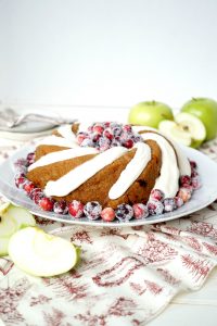 vegan cranberry apple bundt cake with cream cheese frosting | The Baking Fairy