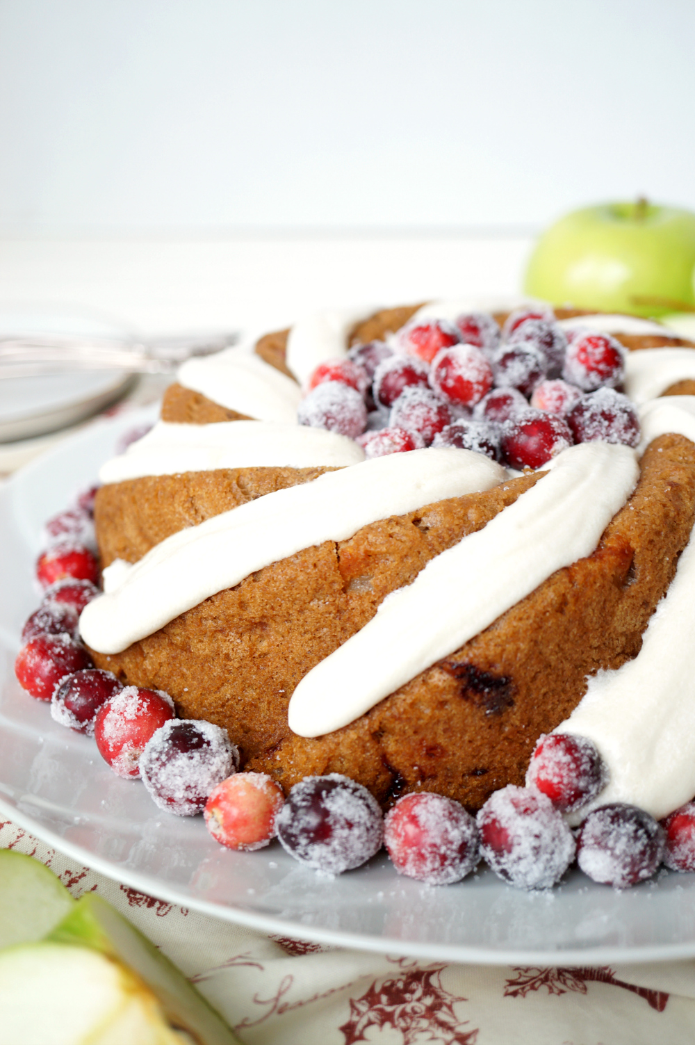 vegan cranberry apple bundt cake with cream cheese frosting | The Baking Fairy